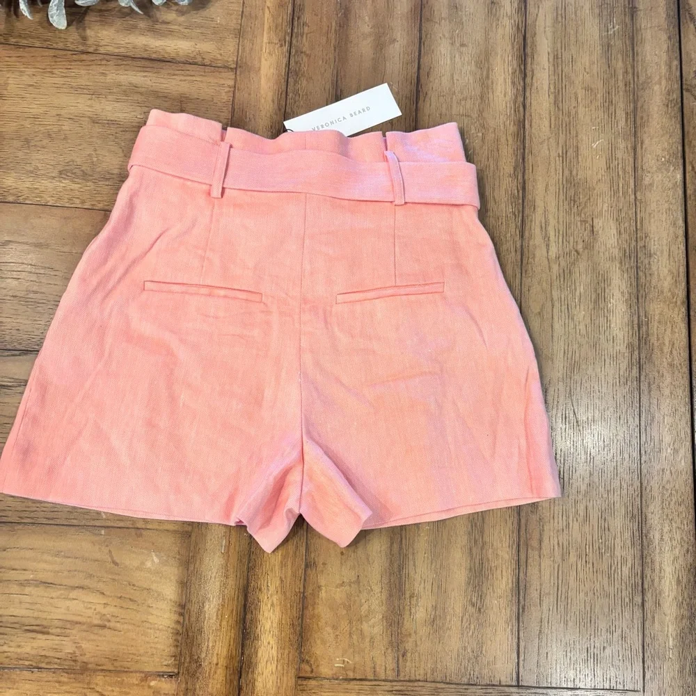 NWT Veronica Beard Ashford Belted Shorts in Heathered Bright Coral , size 6, - Picture 6 of 10